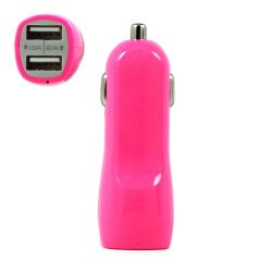 2 USB Output Cell Phone Car Adapter Charger (Pink)
